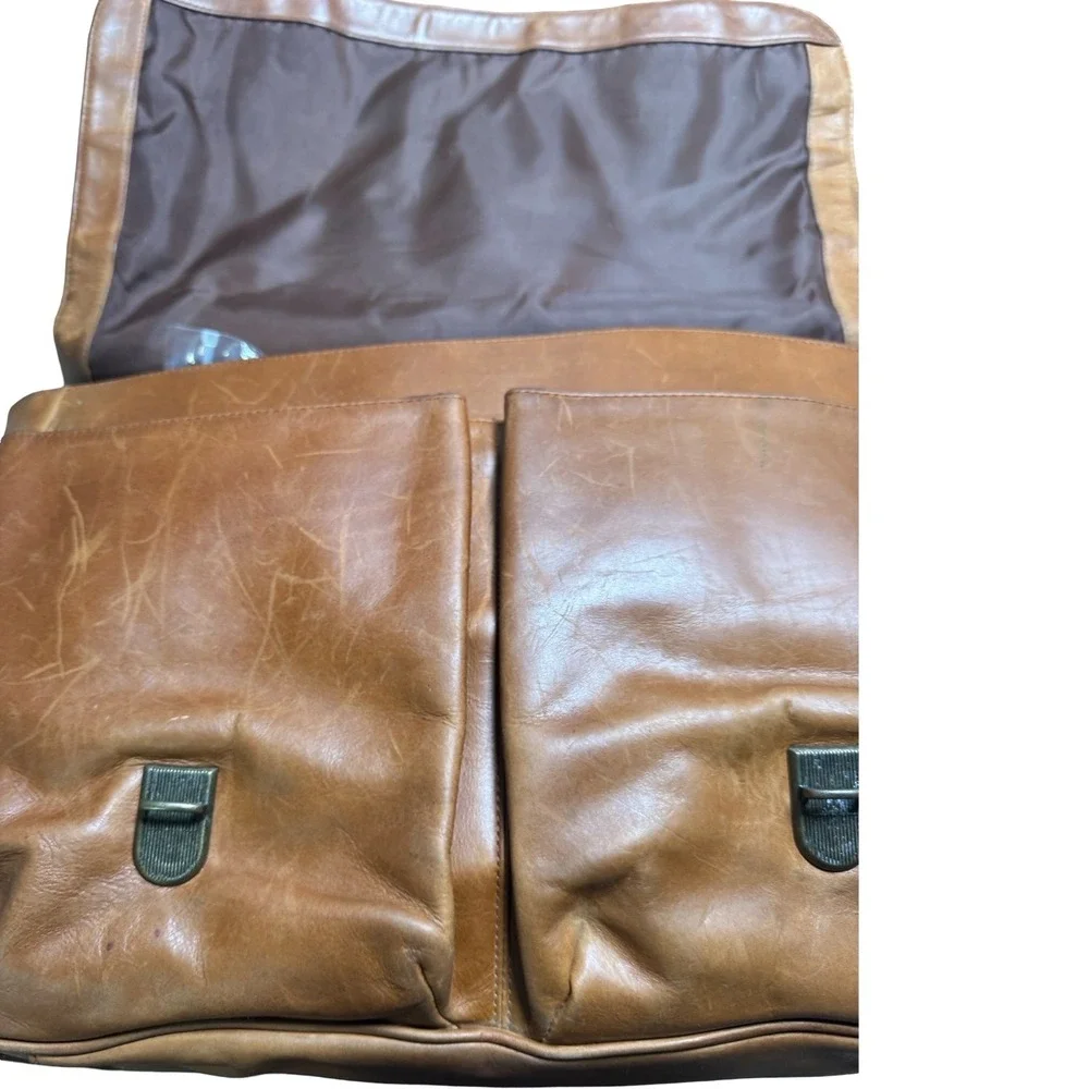 Leather Messenger Briefcase Laptop Bag Brown Satchel Crossbody Unisex Satchel
